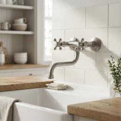 Aquanello Heritage Ascot Classic Kitchen Wall Faucet Stainless Steel NB-4111-HA